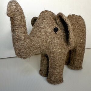 Mud Pie Elephant Bookend Wool Felted, Handmade in India, Brown Heavy Plush